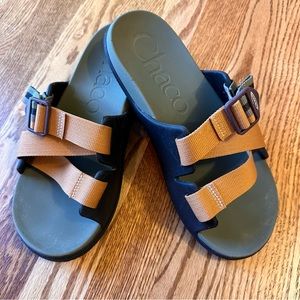 Chaco Chillos Slide Sandals Women’s Size 9 Orange/Olive